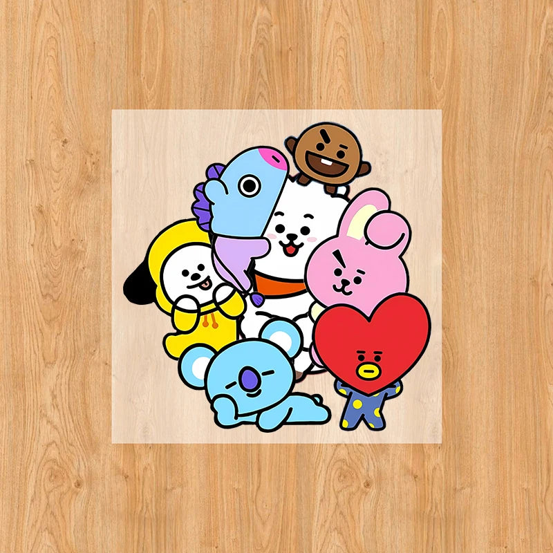 BT21 Heat Transfer Sticker Patches for Sweatshirts & Clothes - DIY Iron-On Cartoon Decals