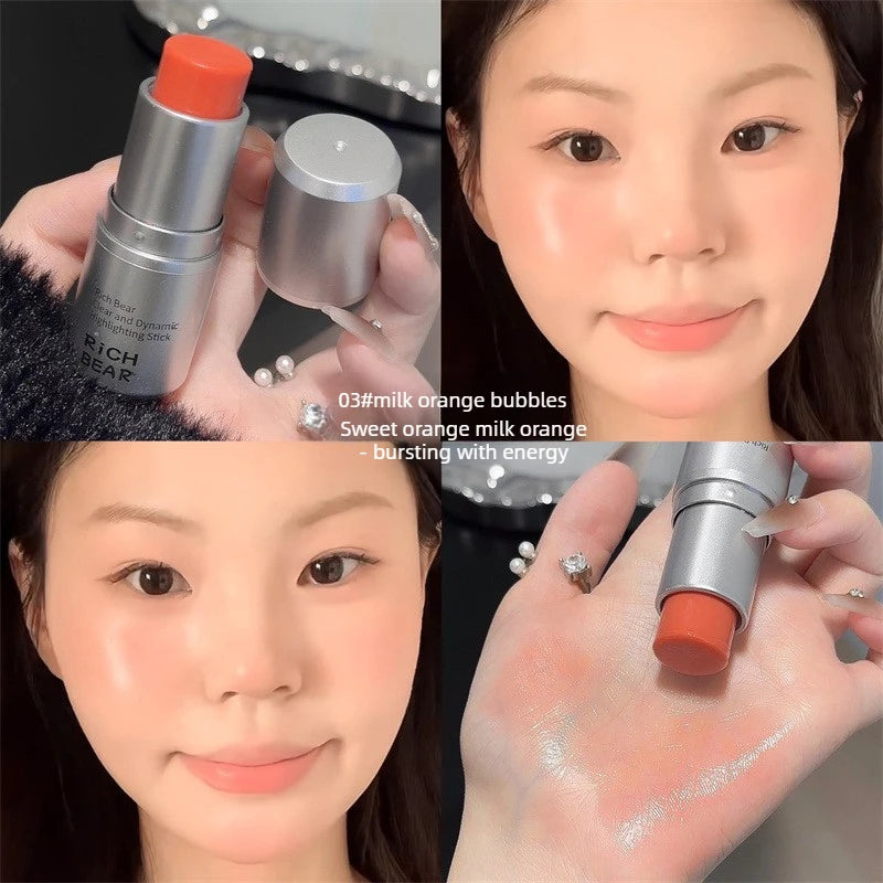 3-in-1 Highlighter Stick for Dewy Finish, Contour & Blush, Natural Glow Makeup