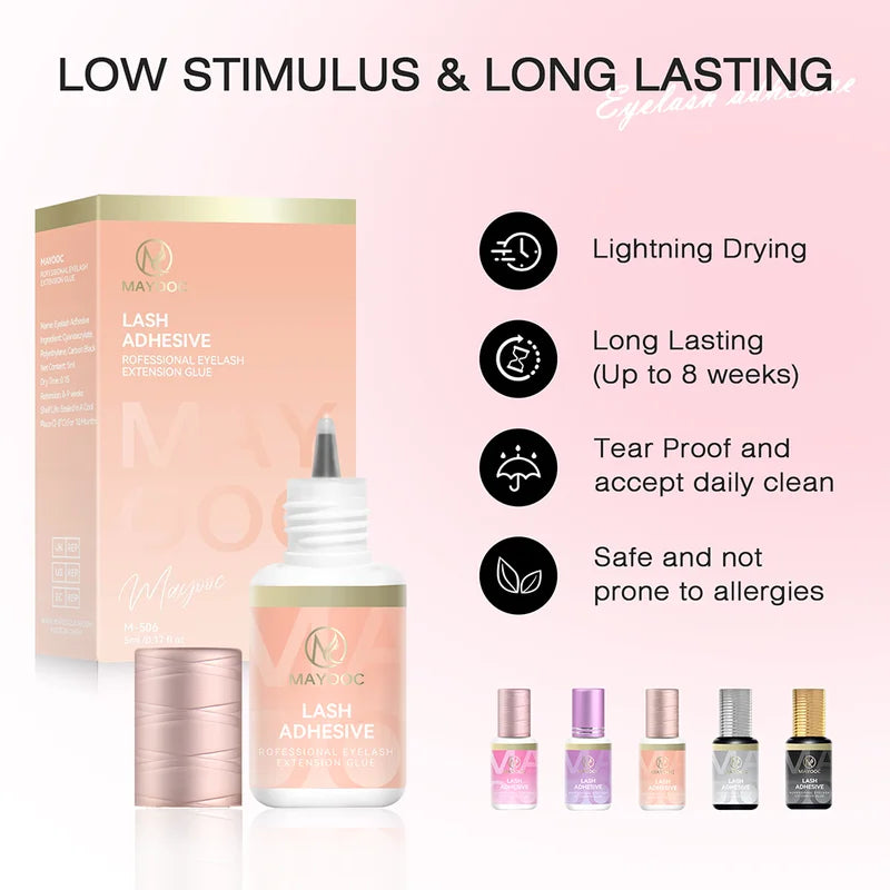 Fast Dry Eyelash Extension Glue 5/10PCS Professional Lash Adhesive, Sensitive Eye Safe