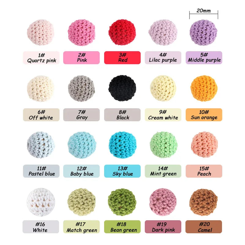 15pcs Round Knitted Yarn Beads for Jewelry Making Charms & Accessories