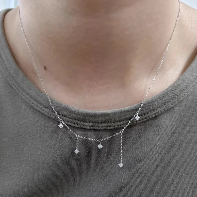 Sterling Silver Zircon Star Necklace for Women - Gold Plated Choker Jewelry