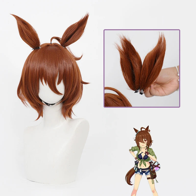 Anime Cosplay Wig Short Brown Synthetic Heat-Resistant Hair for Role-Play & Parties