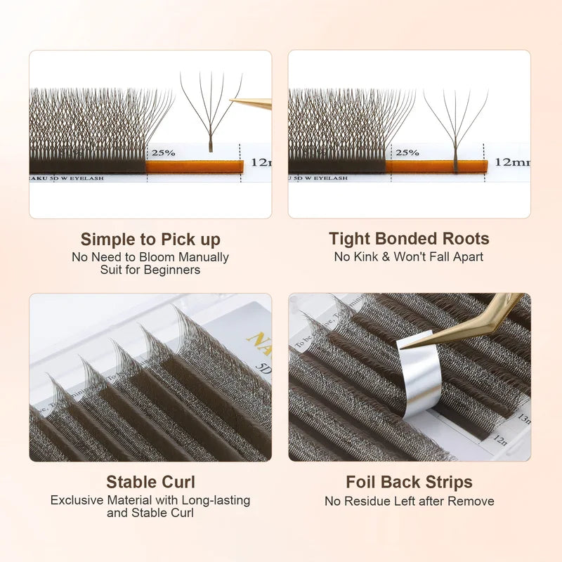 Eyelash Extension Premade Fans - 4D/5D W Shape Soft Light Individual Lashes