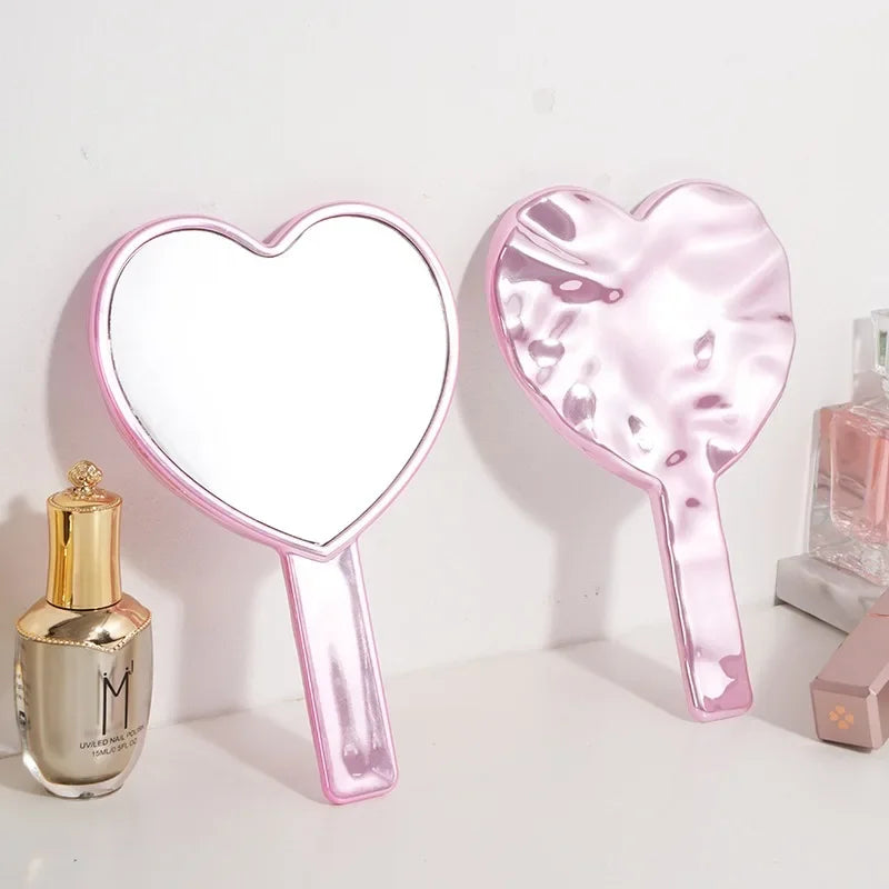Heart-Shaped Handheld Mirror for Makeup & Beauty Spa Salon Personal Care