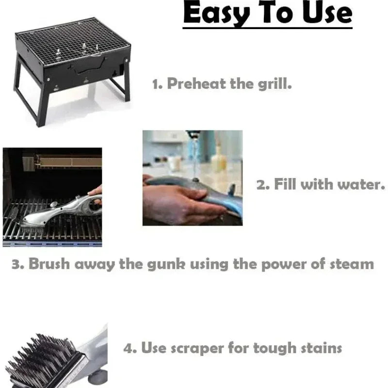 Steam Cleaning Grill Brush for Charcoal Gas & Ceramic Grills - Outdoor BBQ Tool