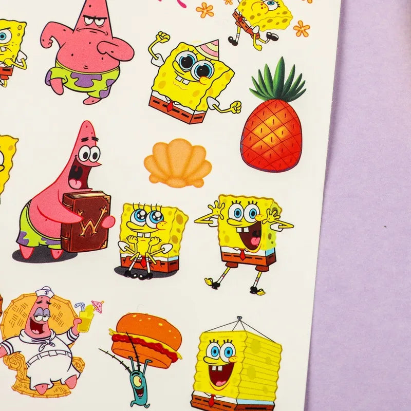 4-Pack Cartoon SpongeBob Temporary Tattoos Body Art Stickers for Parties and Gifts