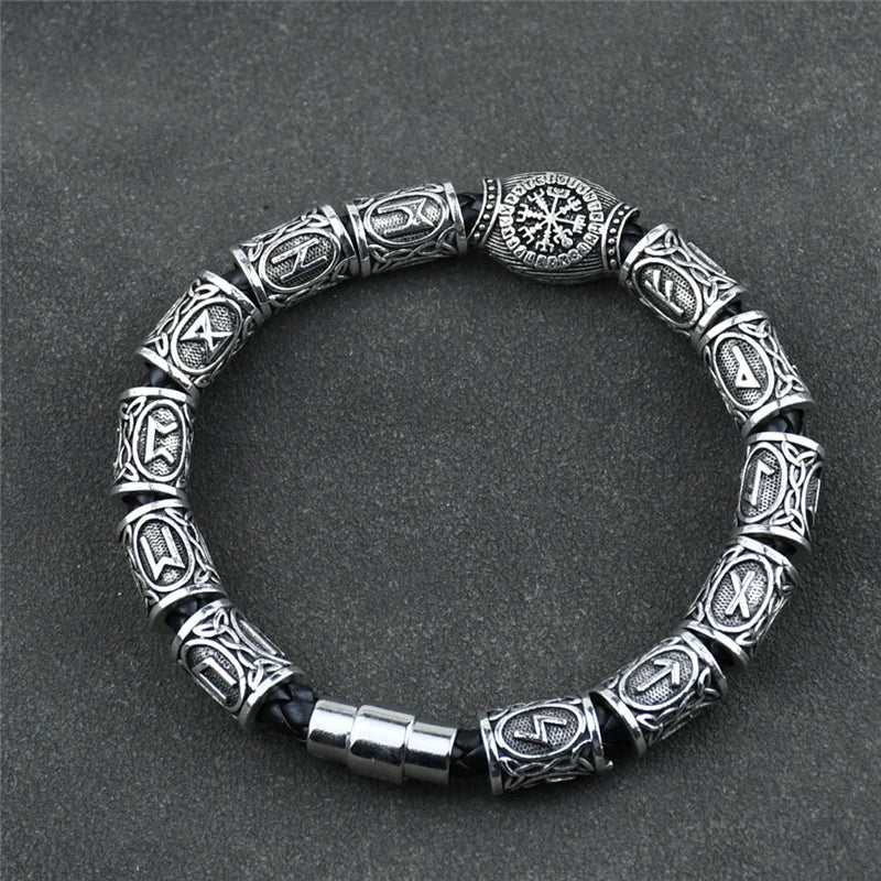 Norse Runic Beads Charm Viking Magnetic Bracelet Men Women Jewelry