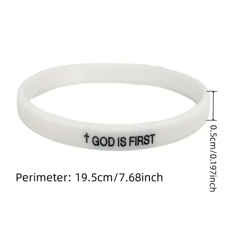 Mens Black White Silicone Bracelets with Cross Symbol - Minimalist Spiritual Wristbands, Durable Gift Set