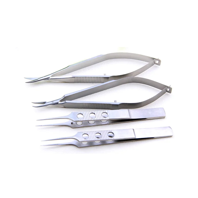 Medical Instrument Set with Forceps Needle Holders Scissors & Silicone Sterilization Tray