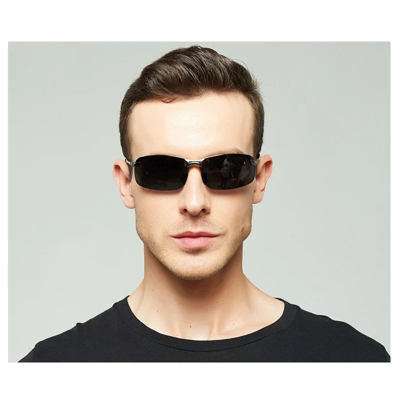 Men's Metal Sunglasses Half Frame Retro Driving Fishing Eyewear