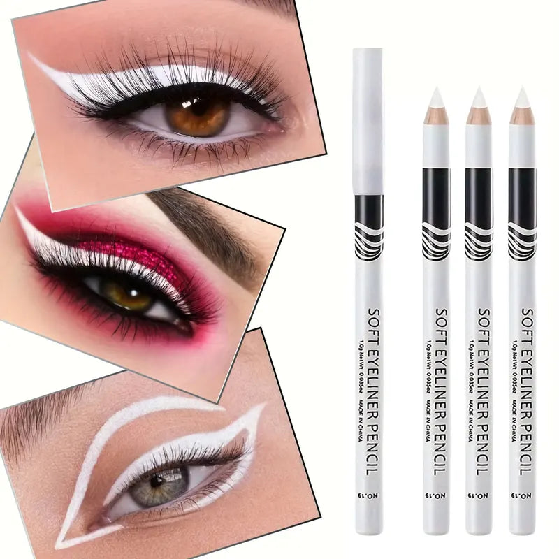 White Wooden Eyeliner Pen for Inner & Under Eyelid Makeup - Matte White