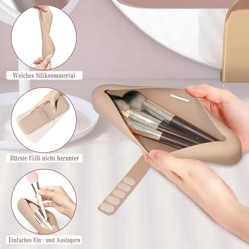 Travel Makeup Brush Holder Silicone Cosmetic Bag Waterproof Portable Organizer for Women Girls
