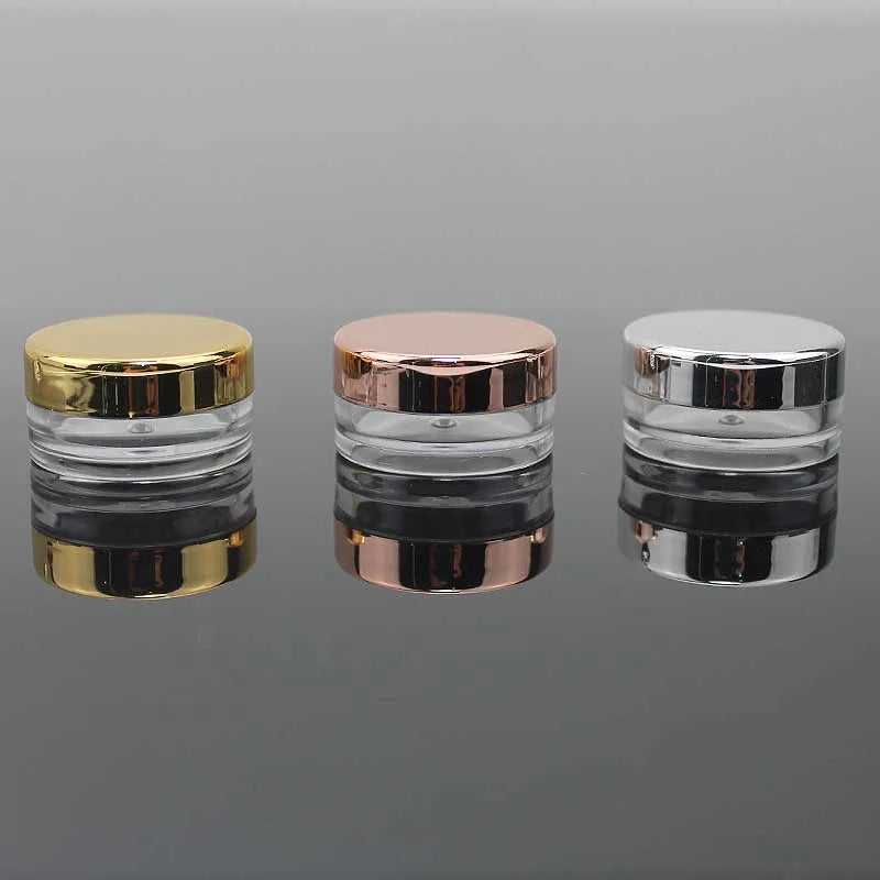 50pcs Small Cosmetic Jars with Rose Gold Lids - Refillable Plastic Containers for Lip Balm Eyeshadow Cream