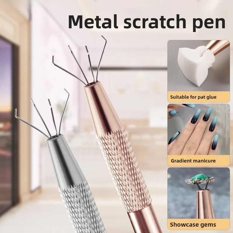 Multifunctional Stainless Steel Nail Tweezer Clip with Gripping Sponge for Manicure Decoration