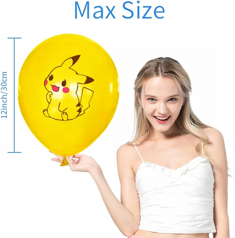 Pokemon Latex Balloons for Birthday Party Decor - Cartoon Pikachu & Poke Ball