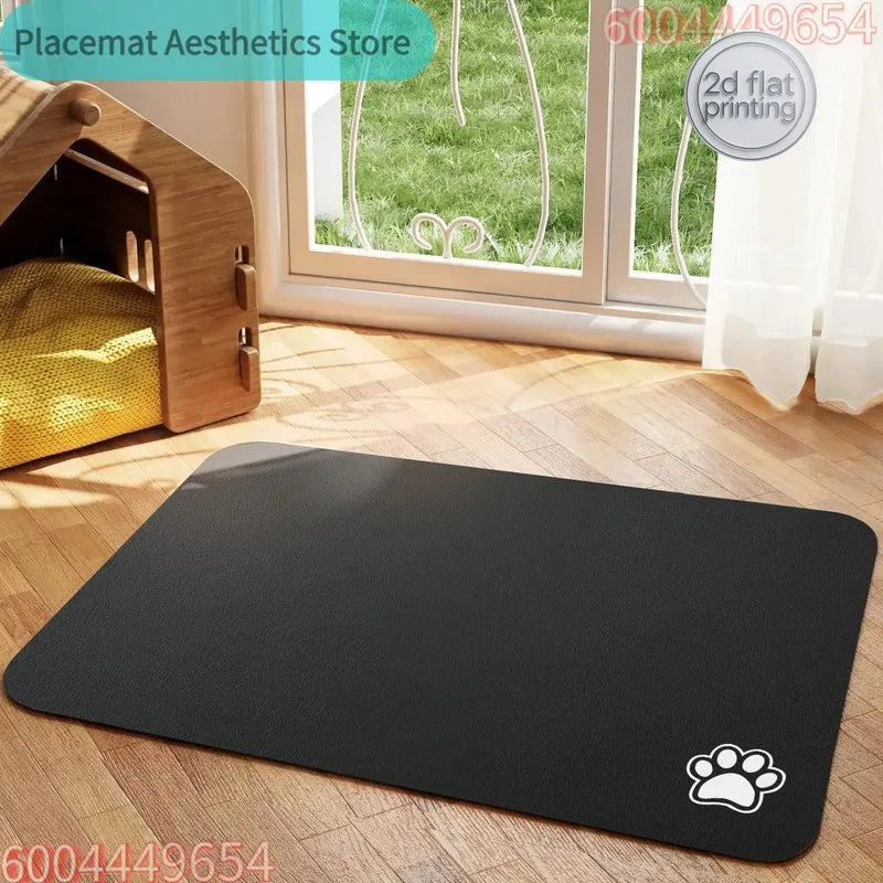 Absorbent Pet Feeding Mat with Waterproof Rubber Backing for Dogs & Cats
