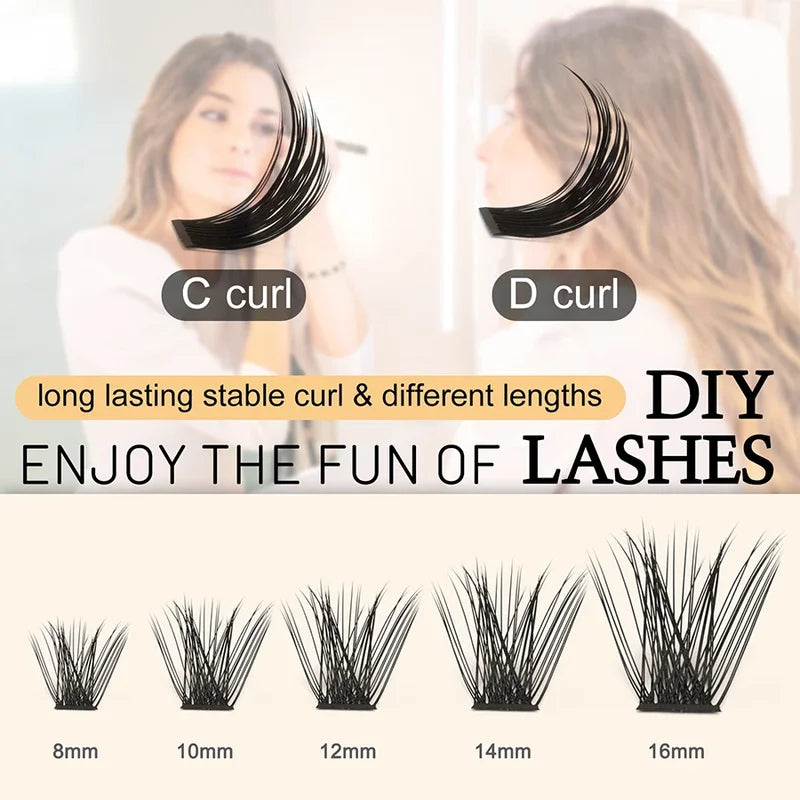 DIY Cluster Eyelash Extensions 144pcs Fluffy Mink Fans for Lash Art