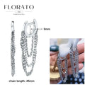 Sterling Silver Tassel Earrings with Zircon for Women Trendy Wedding Jewelry