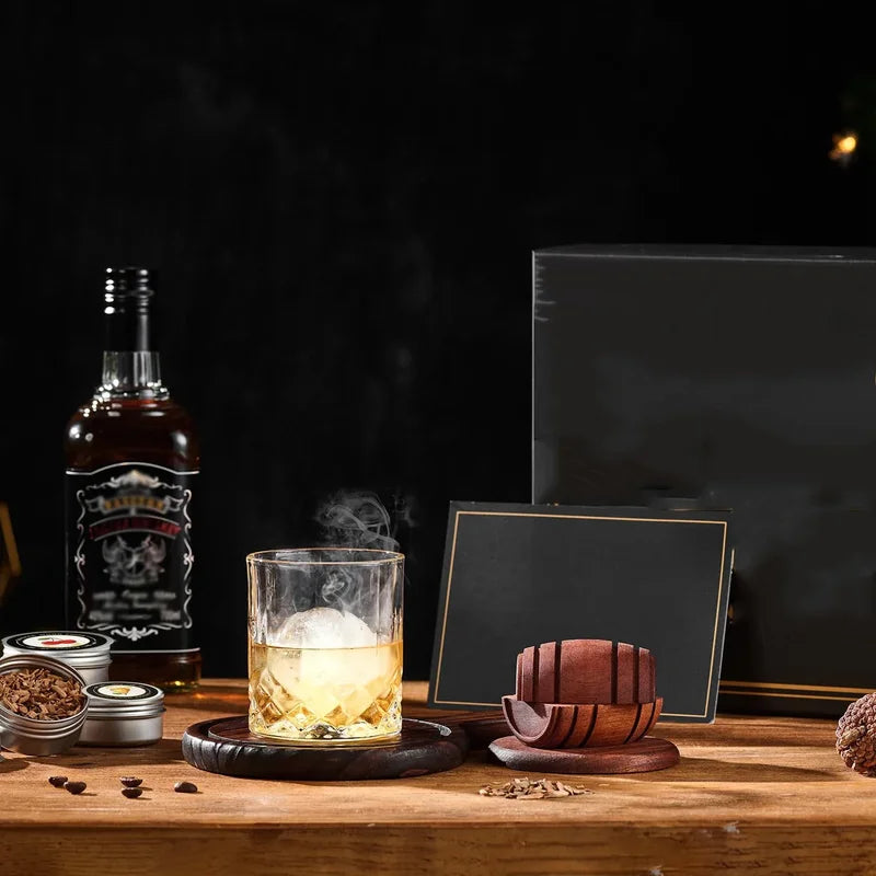 Whiskey Smoker Kit with 6 Flavors and Wood Chips for Cocktails - Infuser for Old Fashioned & Bourbon Drinks