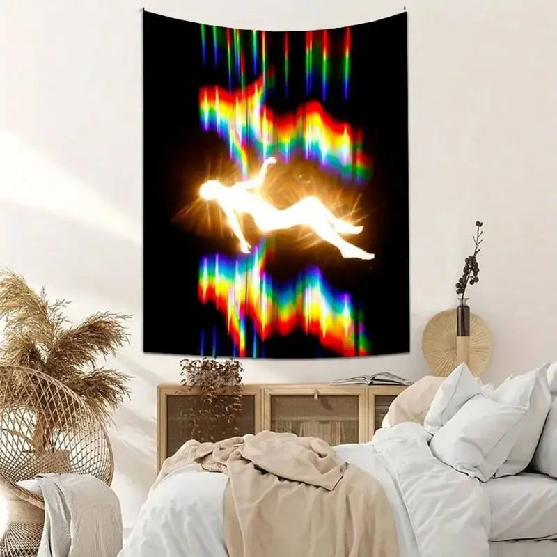 Neon Rainbow Tapestry Wall Art for Bedroom Living Room Decor - Polyester All-Season Home Decoration