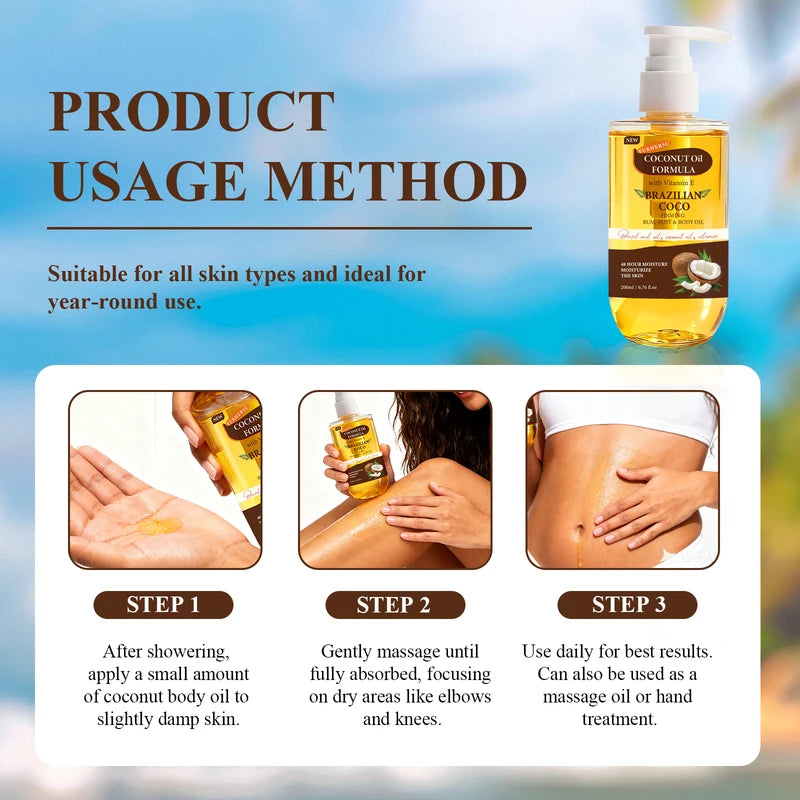 Organic Coconut Oil for Skin - Deep Moisturizing & Nourishing Body Oil, Natural Body Butter Alternative, Non-Greasy
