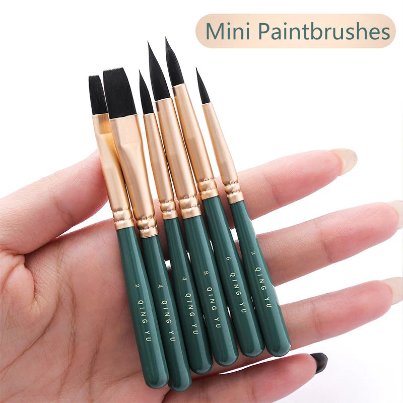 6pcs Multi-Functional Watercolor Paintbrushes for Art & School Use - Green