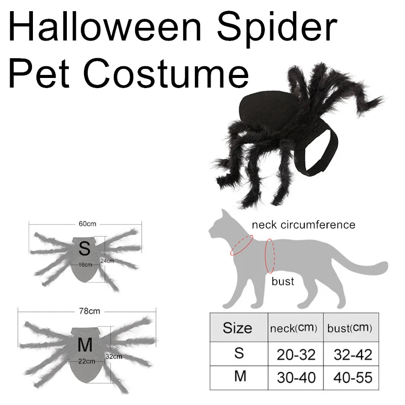 Halloween Pet Costume Spider Outfit for Small & Medium Dogs & Cats - Funny Cosplay