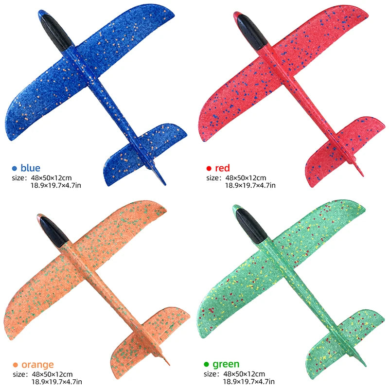 Large Foam Glider Airplane Toy with LED Light for Kids Outdoor Flying Fun - 33cm to 50cm
