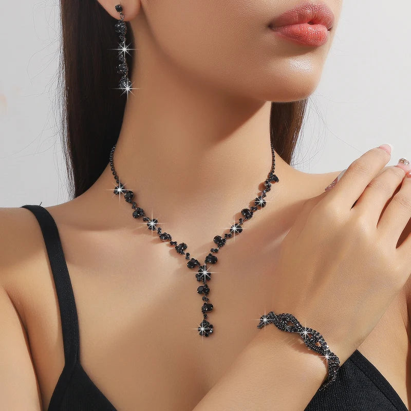 Elegant Sunflower Jewelry Set Necklace Earrings Bracelet for Wedding Party