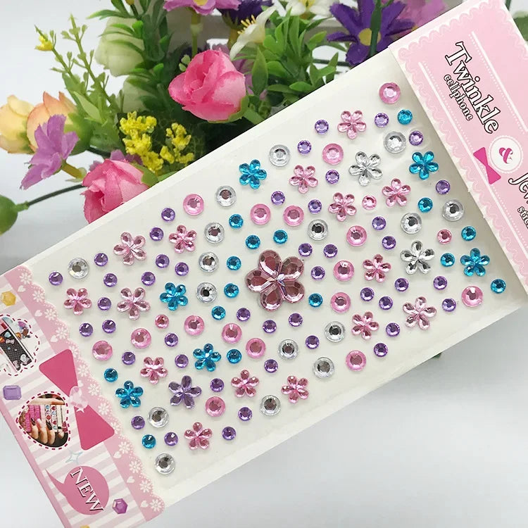 Kids Temporary Face Tattoo Stickers with Rhinestones and Bright Designs - Safe & Fun Face Art for Children