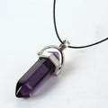 Hexagonal Quartz Necklace with Turquoise Pink Crystal Pendant for Women Leather Chain