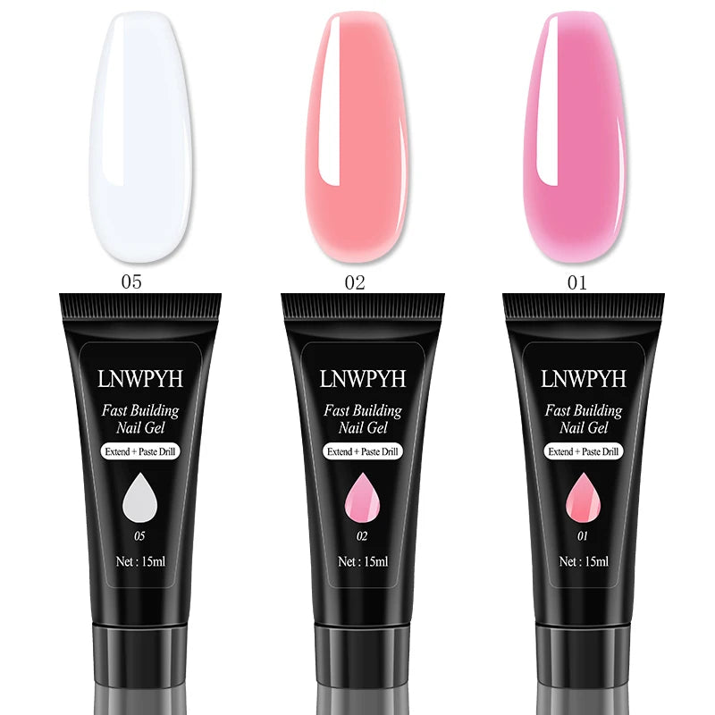 UV Nail Extension Gel Kit with Nail Art Tools & Slip Solution