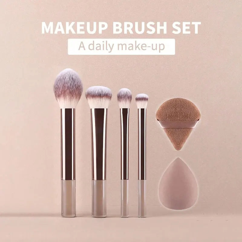 12pcs Makeup Brush Set with Sponges & Powder Puff - Travel Cosmetic Tools