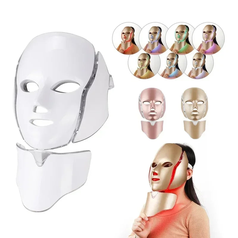 7 Colors LED Face & Neck Mask for Anti-Aging Skin Rejuvenation Brightening