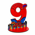 Spider Theme Birthday Number Sign Centerpiece Wooden Table Decor Photo Prop