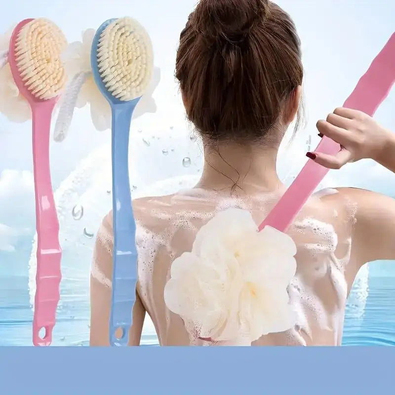 Exfoliating Bath Back Brush with Handle - Body Scrubber & Skin Massager