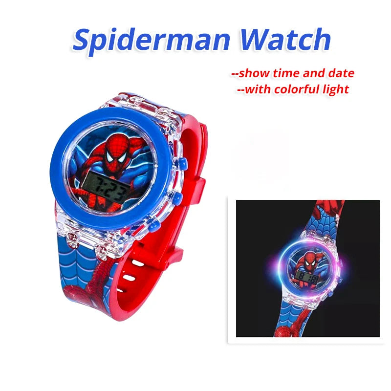 Kids LED Light Up Cartoon Watch with Colorful Flashing Lights, Water Resistant, Adjustable Silicone Strap