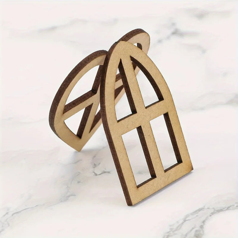 Wooden Fairy Window Decorations DIY Craft Supplies for Fairy Gardens and Scrapbooking
