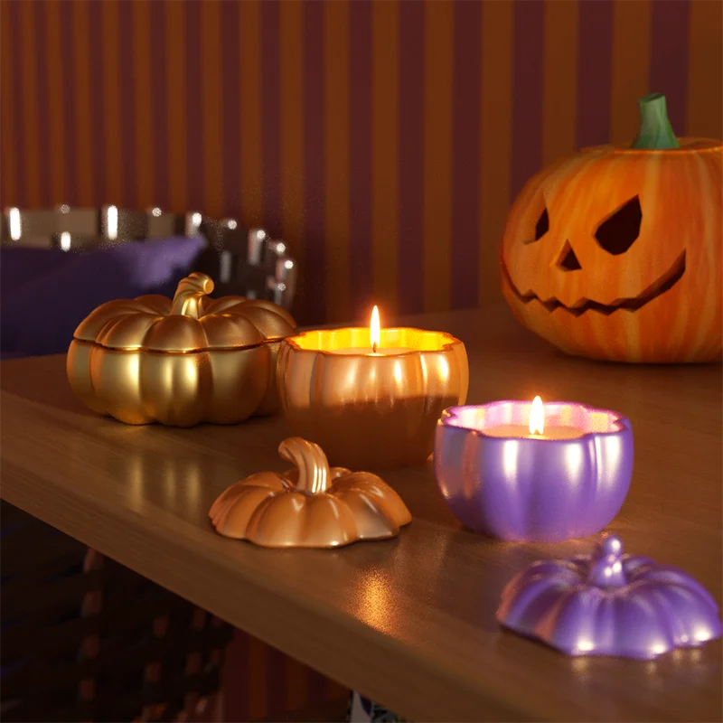 Halloween Pumpkin Candle Jar Molds for Concrete & DIY Home Decor