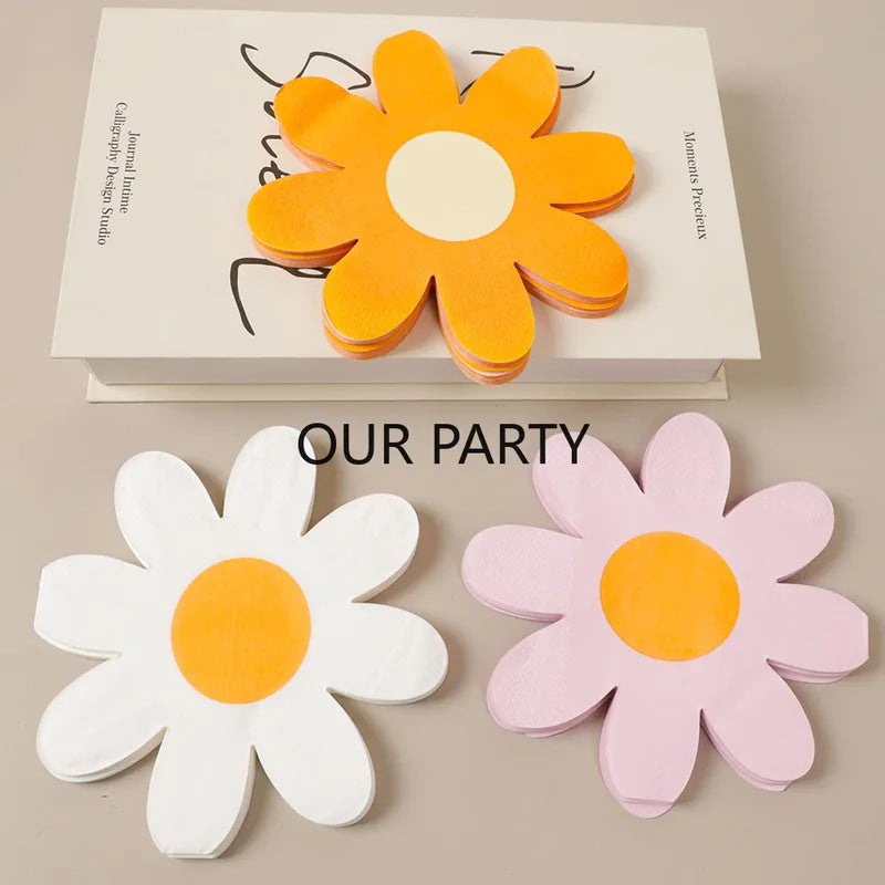 20Pcs Paper Napkins Daisy Theme Disposable Tissues for Party Decorations
