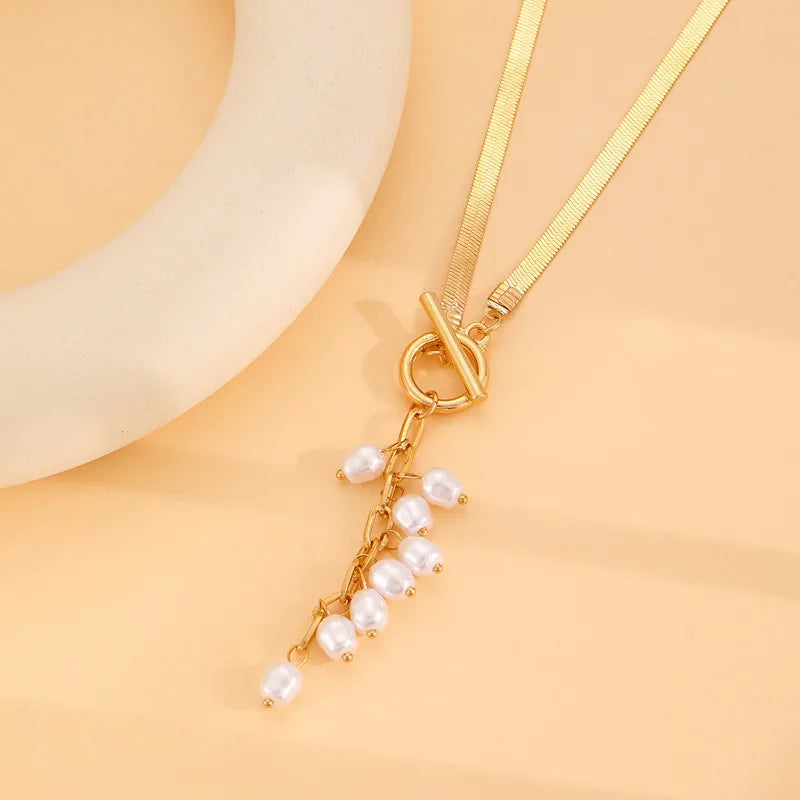 Pearl Tassel Snake Bone Necklace for Women - Personalized Party Jewelry