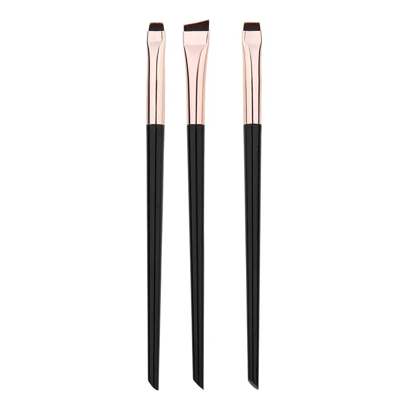 3PCS Makeup Brush Set Eyeliner and Eyebrow Contour Brushes - Portable Flat Fine Eye Tools