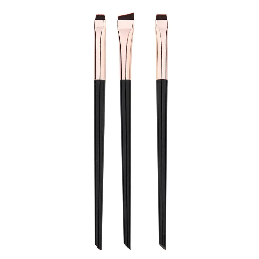 3PCS Makeup Brush Set Eyeliner and Eyebrow Contour Brushes - Portable Flat Fine Eye Tools