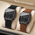 Men's Leather Strap Wristwatch Set - Business Style Quartz Watches, 2-Pack