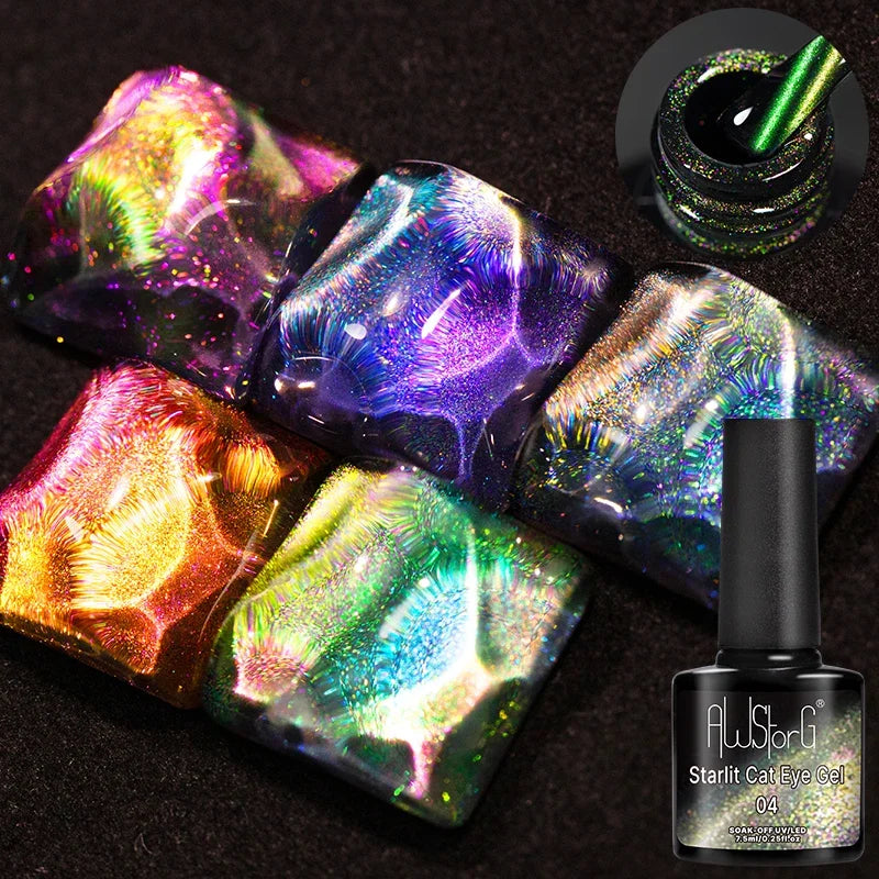 Magnetic Cat Eye Gel Nail Polish Set - Semi-Permanent UV Polish with Chameleon Effect