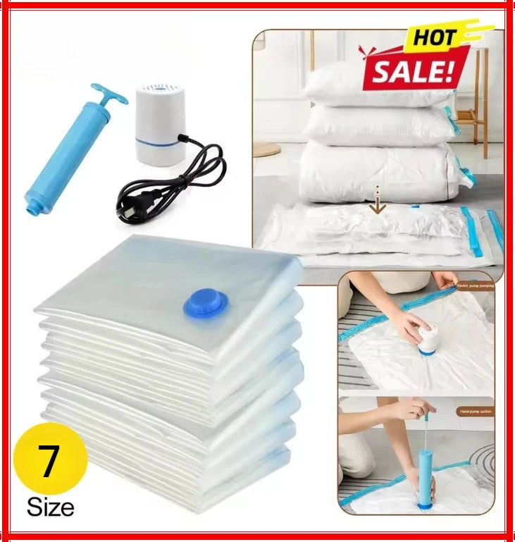 Reusable Vacuum Storage Bags for Clothes and Bedding Space Saving Travel Container