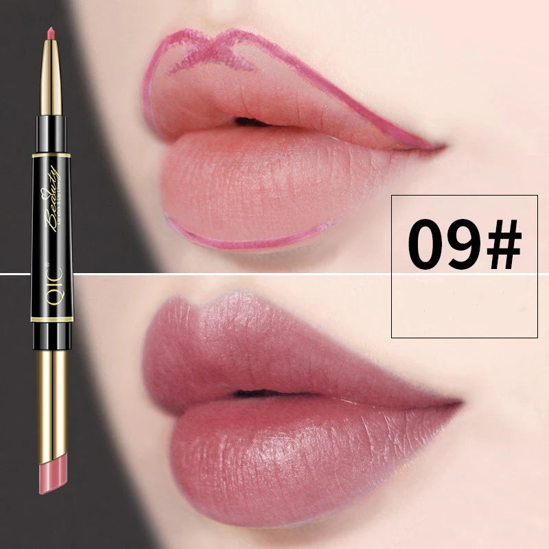 2-in-1 Waterproof Lip Liner and Matte Lipstick Pencil - Long Lasting Makeup