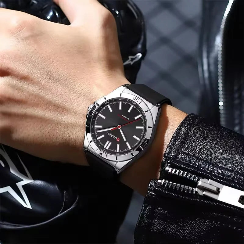 Men's Quartz Watch with Silicone Strap - Fashion Outdoor Analog Timepiece