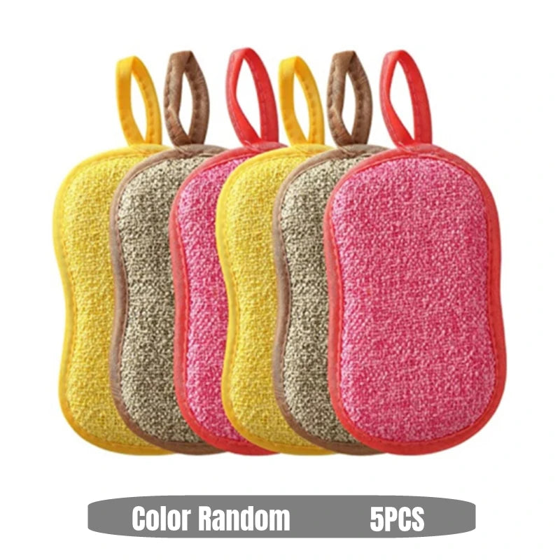 Multi-Purpose Cleaning Sponge Set - Heavy-Duty Dish & Surface Scrub, Washable & Chemical-Free