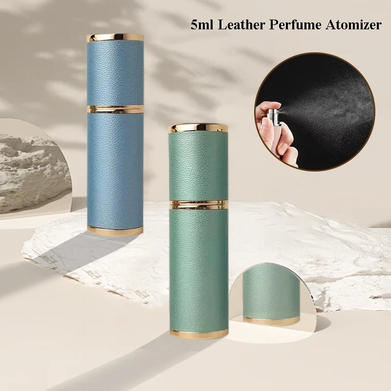 Mini Refillable Leather Perfume Atomizer 5ml Portable Spray Bottle for Travel & Cosmetics